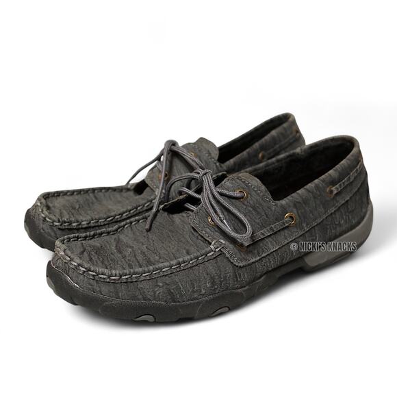 Twisted X Womens Charcoal Distressed Leather Driving Moccasins Slip On Size 8.5 - Picture 2 of 10